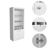 Dakota Bar Double Door Cabinet with 5 Wine Cubbies, Rack, and 2 Open Shelves