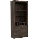 Dakota Bar Double Door Cabinet with 5 Wine Cubbies, Rack, and 2 Open Shelves
