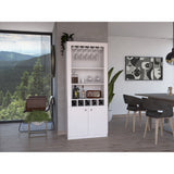 Dakota Bar Double Door Cabinet with 5 Wine Cubbies, Rack, and 2 Open Shelves