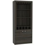 Dakota Bar Double Door Cabinet with 5 Wine Cubbies, Rack, and 2 Open Shelves