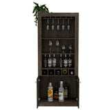 Dakota Bar Double Door Cabinet with 5 Wine Cubbies, Rack, and 2 Open Shelves