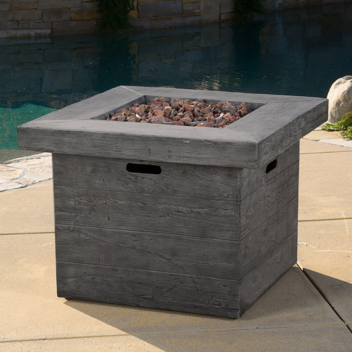 Dakota Magnesium Oxide Square Gas Fire Pit by Christopher Knight Home