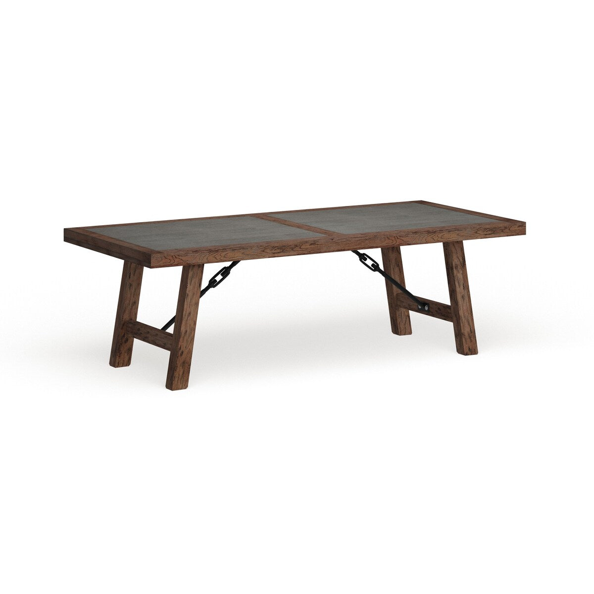 Dakota Oak Reinforced Concrete Trestle Dining Table by iNSPIRE Q Artisan Brown