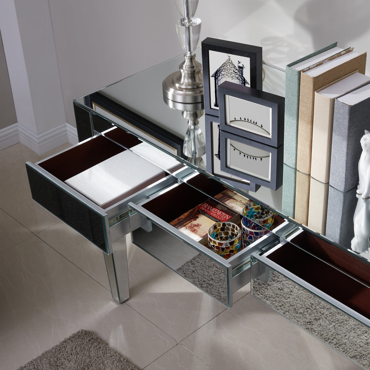 Dakota Silver Mirrored Desk