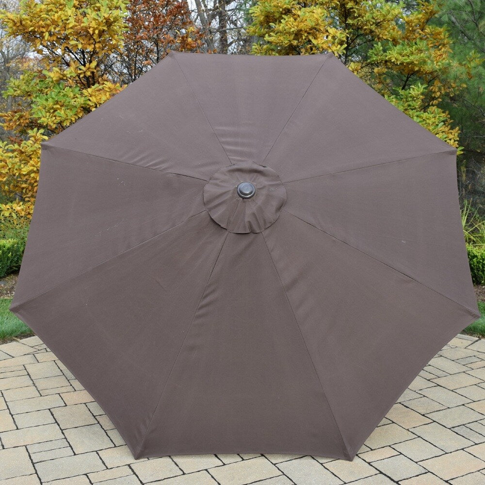 Dining Set with 48-inch Table, 4 Cushioned Chairs, Umbrella with Stand