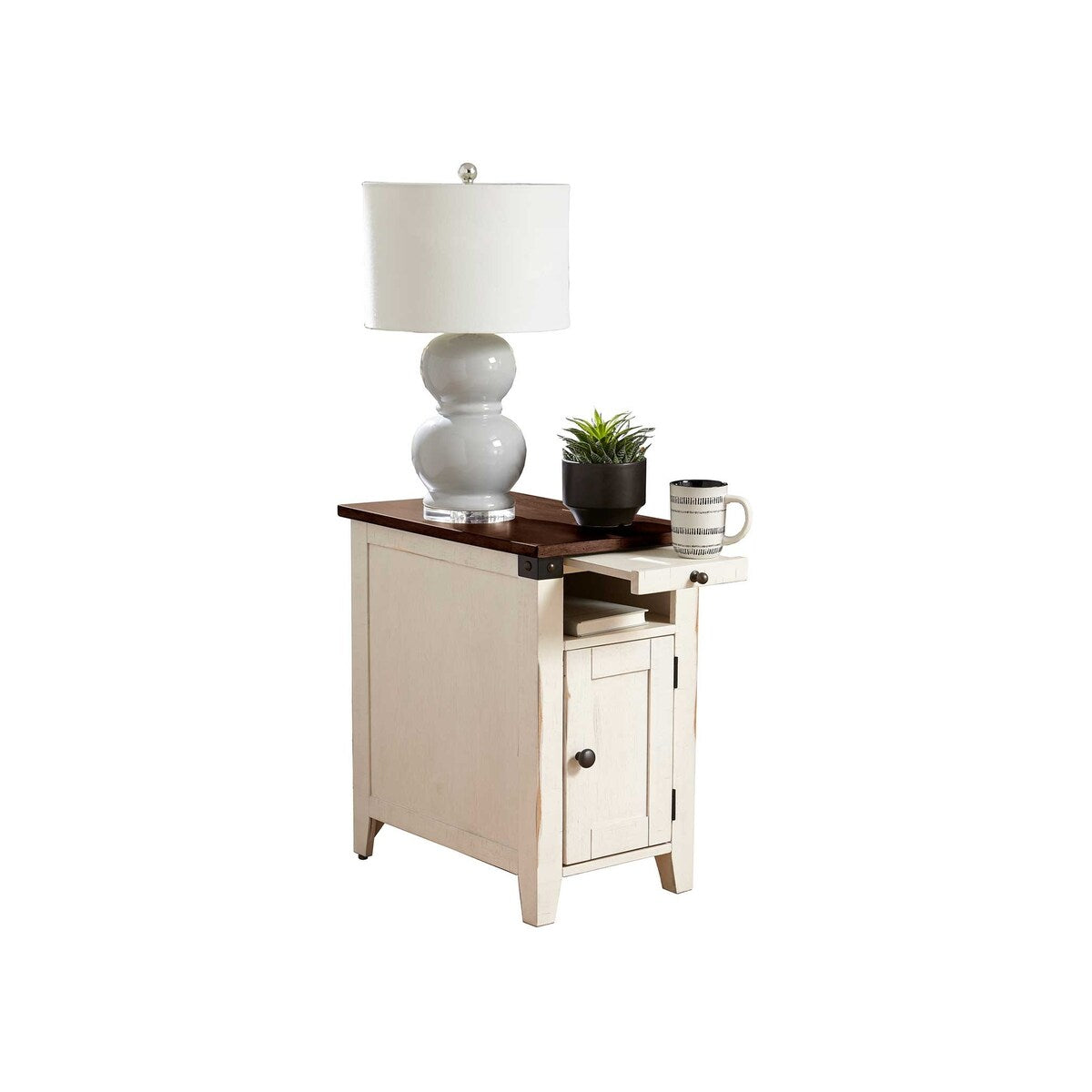 Dakota Wood Accent Table, Storage Cabinet, Chairside Table, Side Table, Black