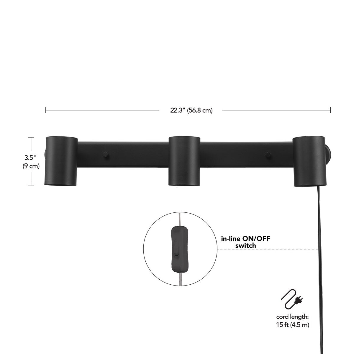 Dale 3-Light Matte Black Plug-In Track Lighting - one size