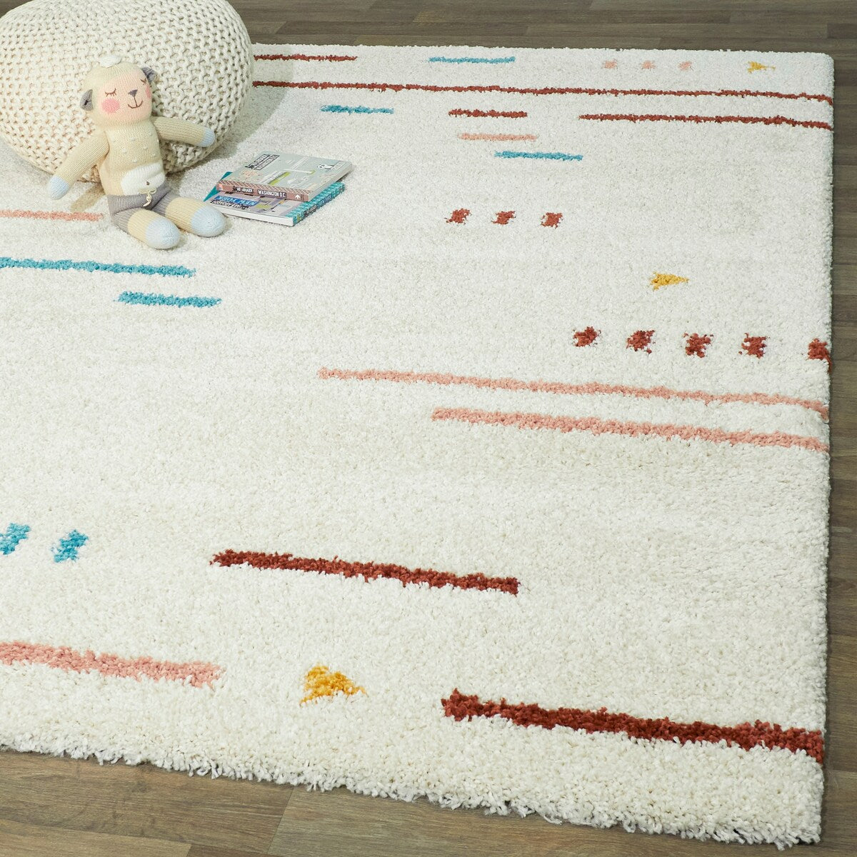Dalmas Southwestern Stripe Shag Area Rug