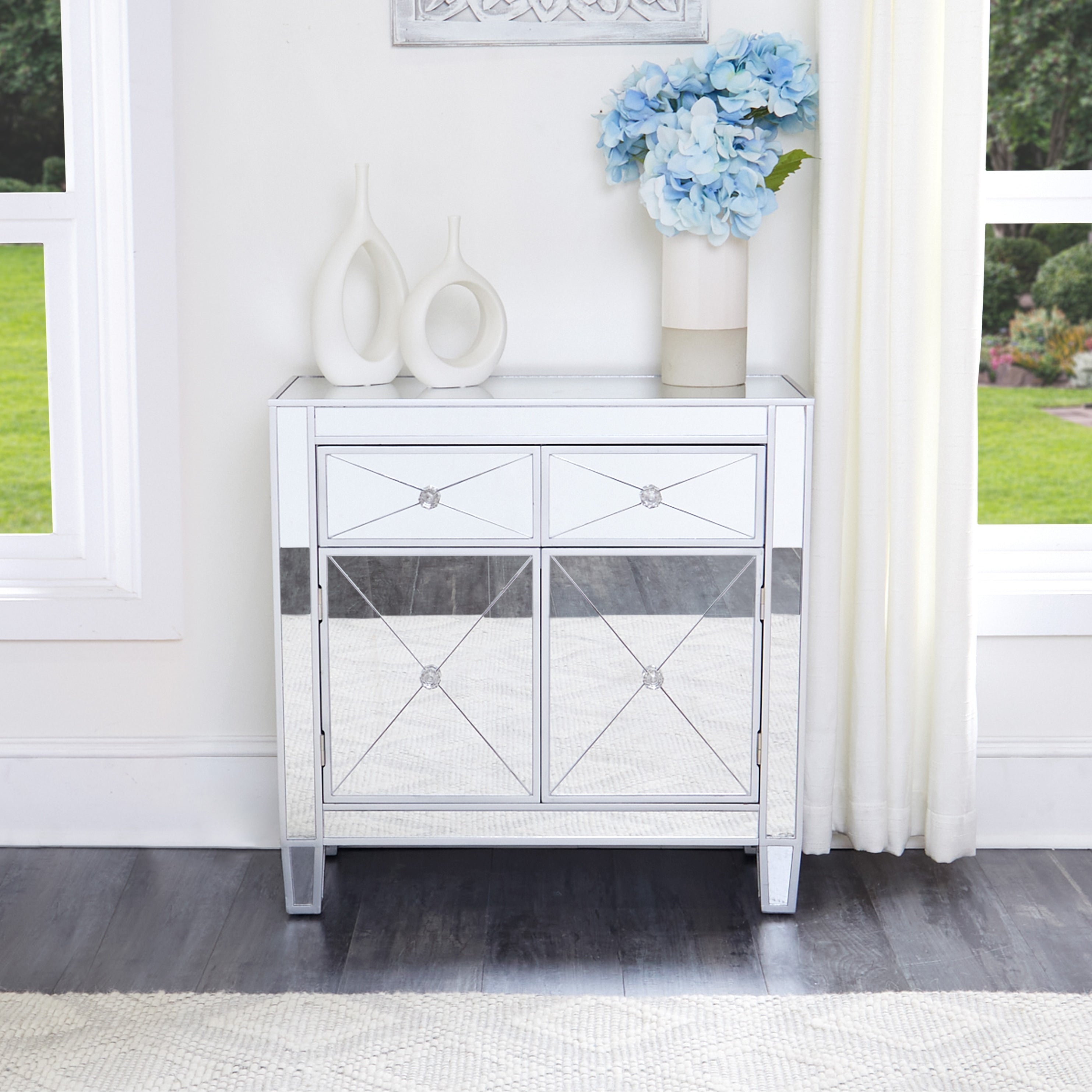 SEI Furniture Dalton 2 Door Mirrored Accent Cabinet