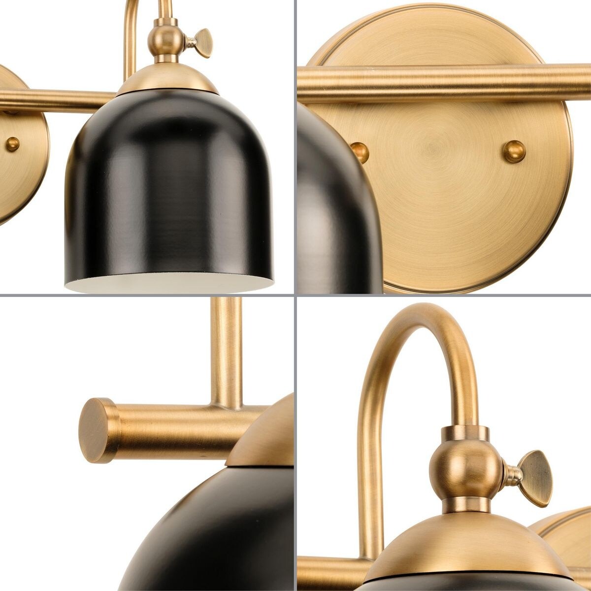 Dalton Collection Two-Light Vintage Brass Metal Shade Vanity Light - 15 in x 7.37 in x 9 in