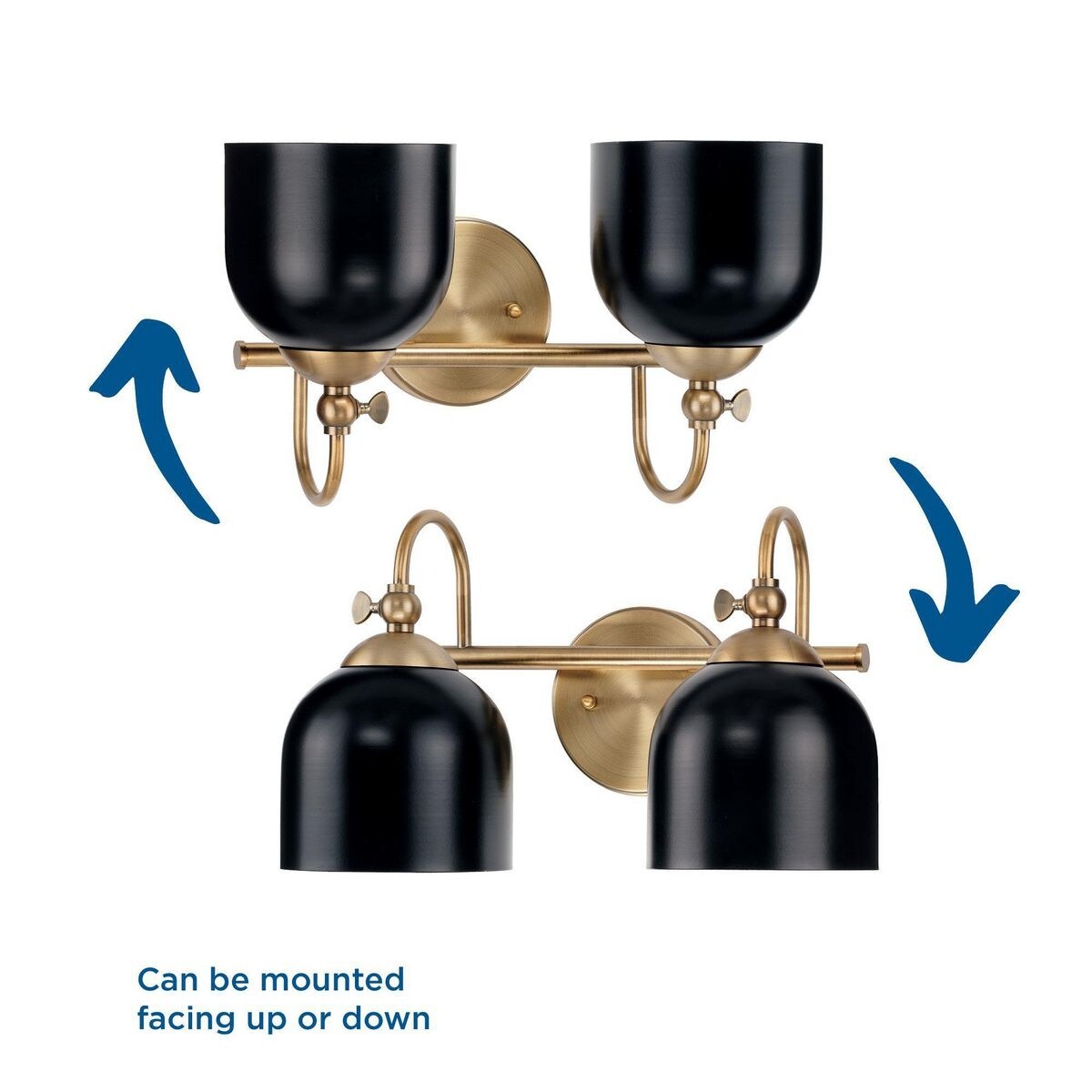 Dalton Collection Two-Light Vintage Brass Metal Shade Vanity Light - 15 in x 7.37 in x 9 in