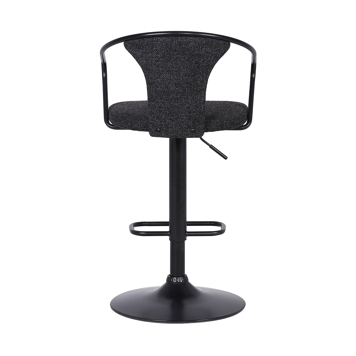 Damien Black Fabric and Metal Swivel Adjustable Barstool with Pedestal Base