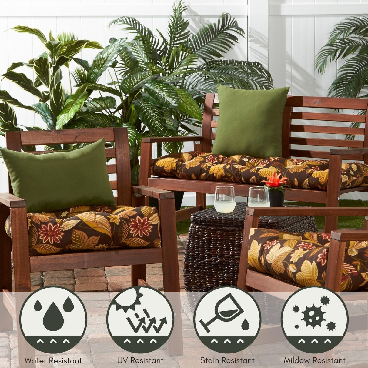 Timberland Floral 20-inch Outdoor Chair Cushion by Greendale Home Fashions - 20w x 20l