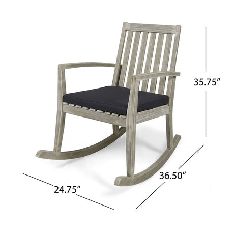 Daneen Traditional Indoor Acacia Wood Rocking Chair with Cushions by Christopher Knight Home