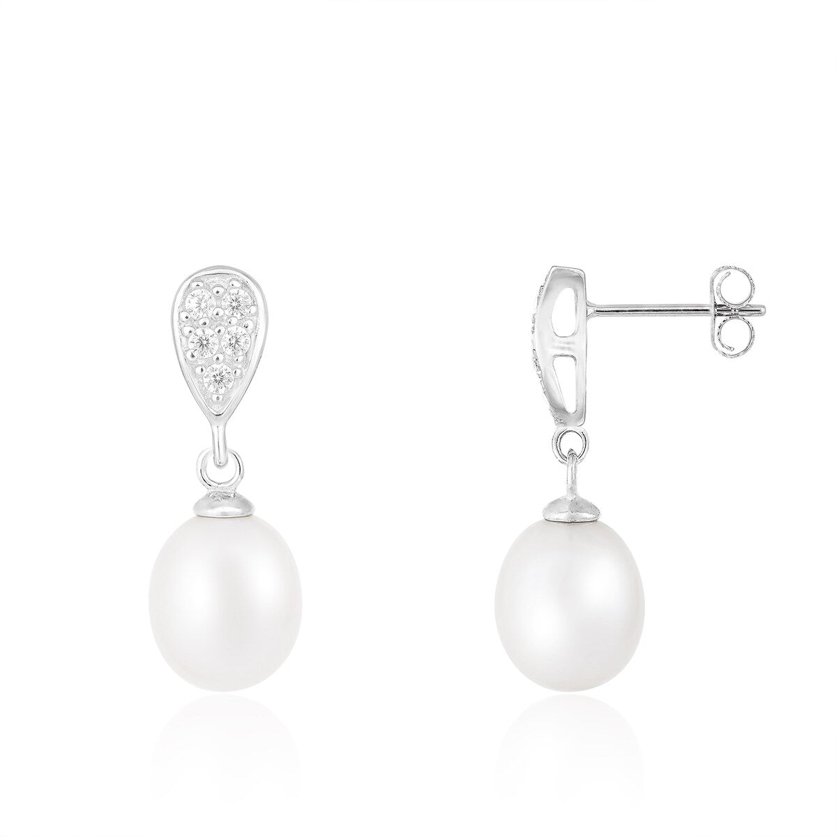 Dangle Push Back Pearl Earrings