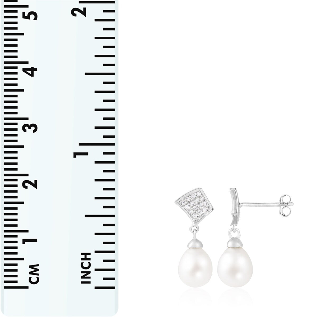 Dangle Push Back Pearl Earrings