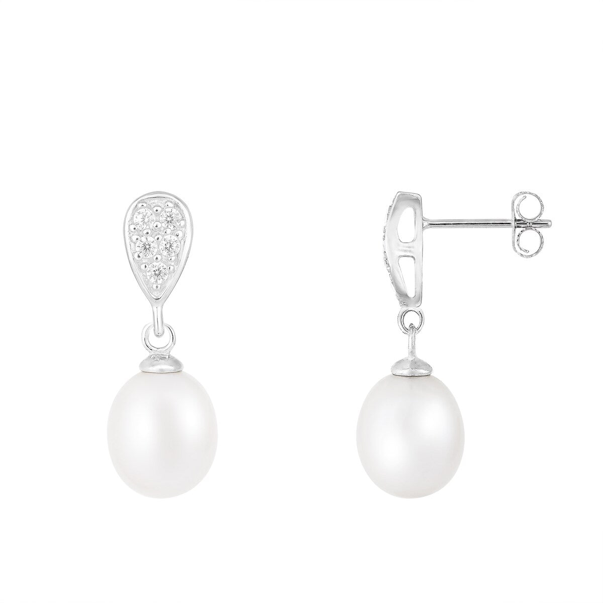 Dangle Push Back Pearl Earrings