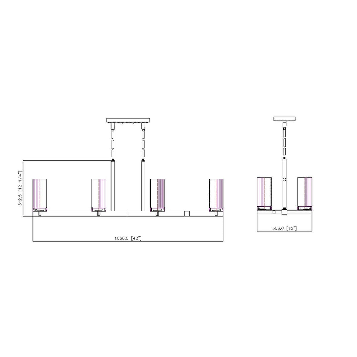 Danica 8 Light Linear Chandelier in Matte Black