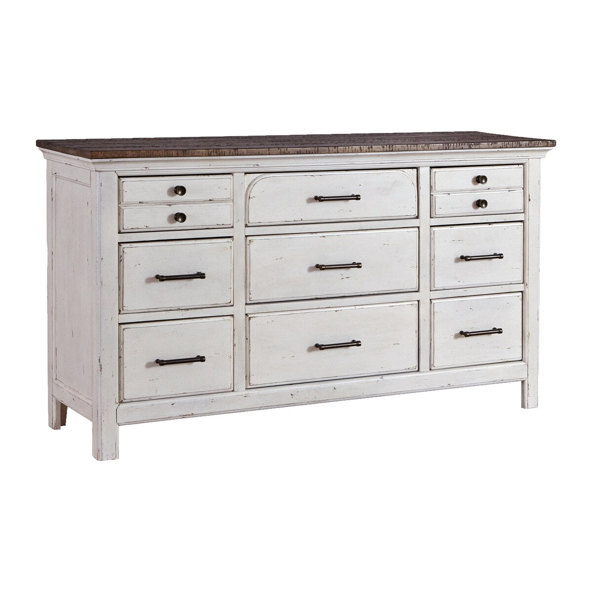 Danica Vintage White 2-piece Panel Bedroom Set with Dresser