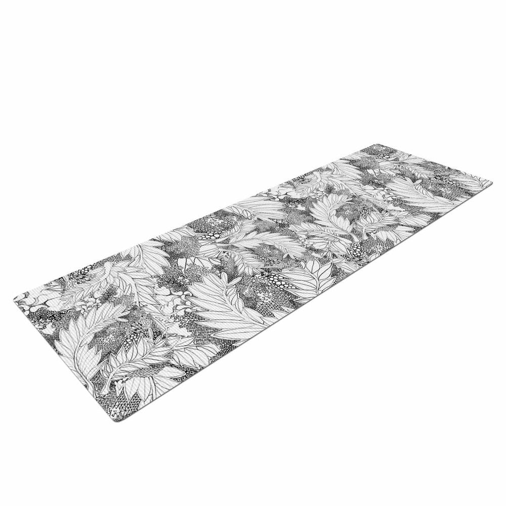 Danii Pollehn "Jungle Paisley" Gray White Yoga Mat - Grey