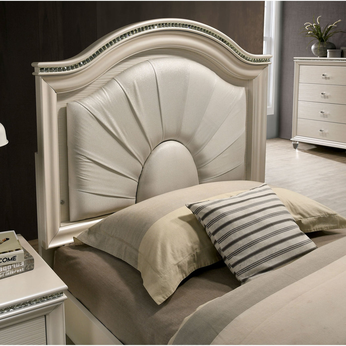 Ving Glam Wood LED Light Youth Panel Bed with Trundle by Furniture of America