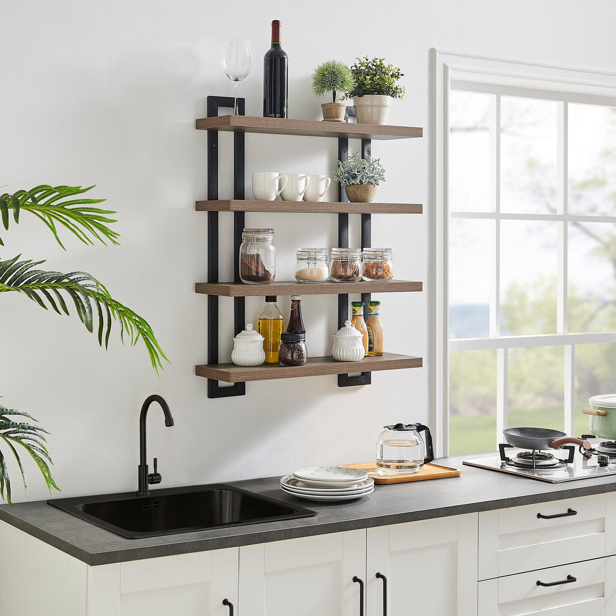Danya B. 4-Tier Floating Bracket Wall Shelf