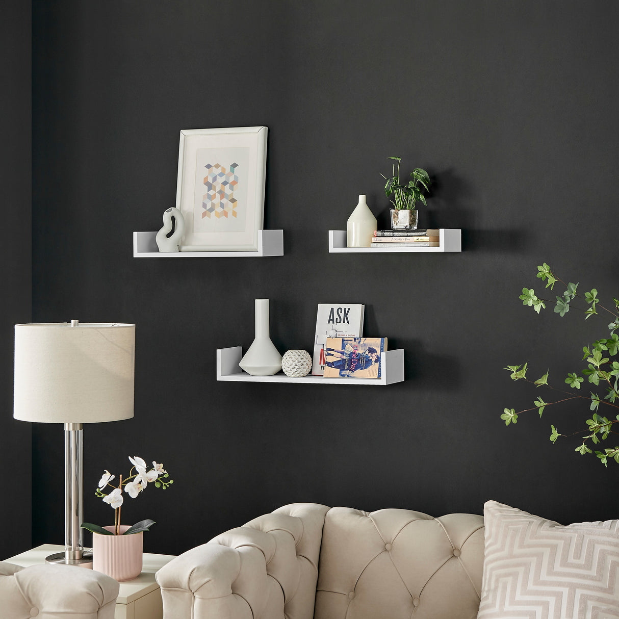 Danya B. Aalto U-Shaped Floating Wall Shelves - Set of 3