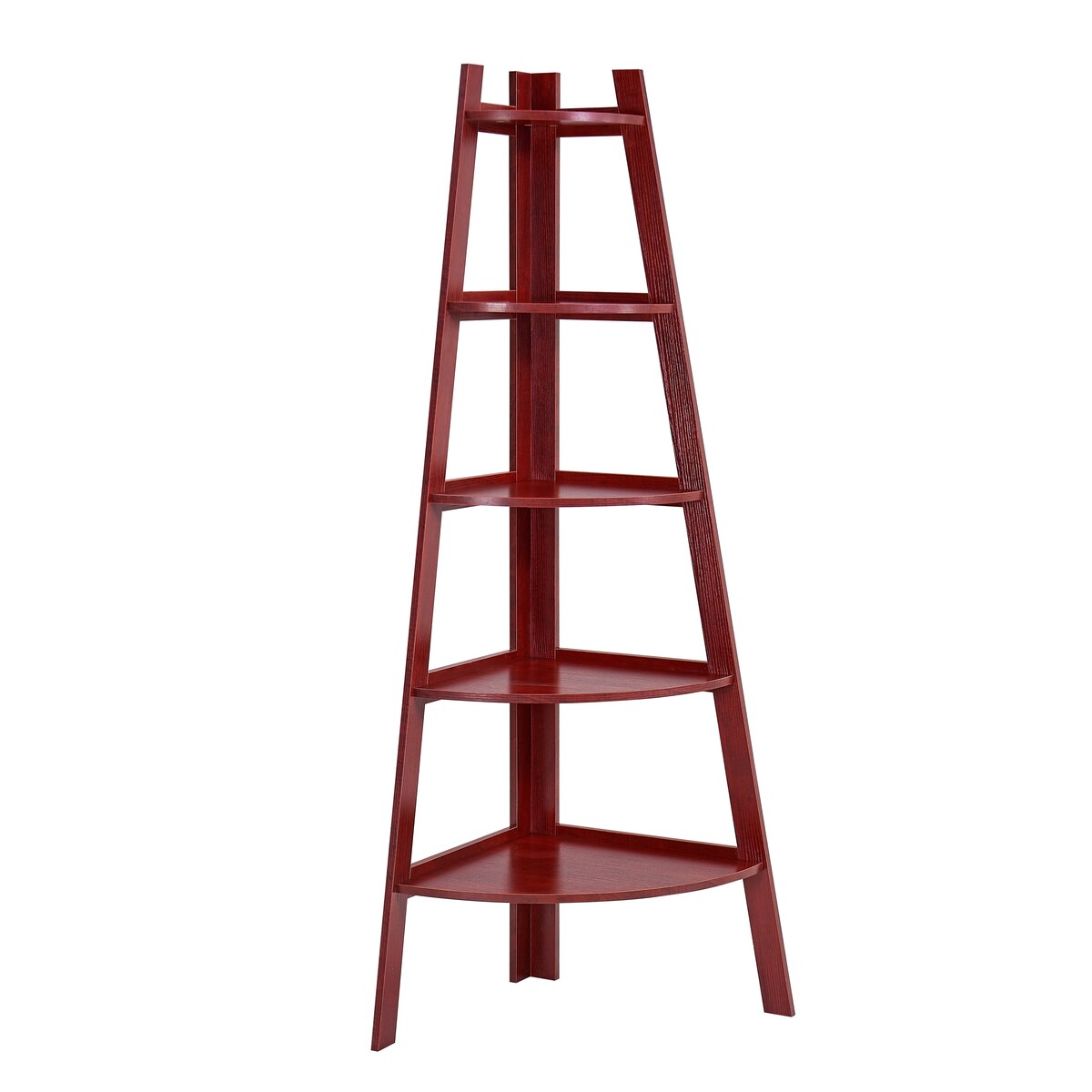 Danya B. Five Tier Corner Ladder Display Bookshelf - Cherry Wood Finish