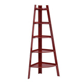 Danya B. Five Tier Corner Ladder Display Bookshelf - Cherry Wood Finish