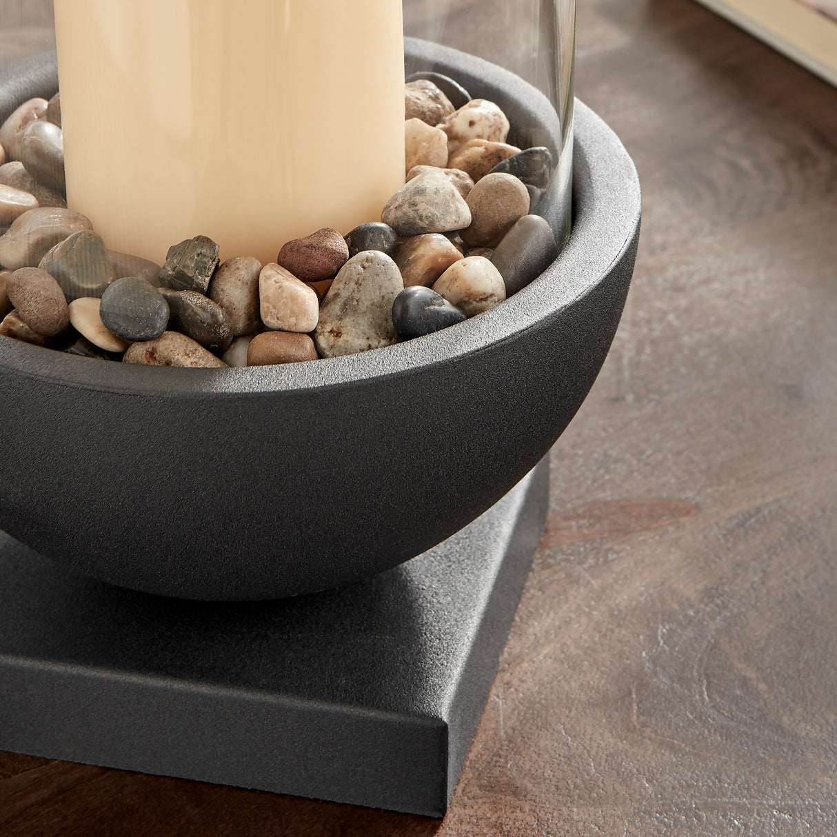 Danya B. Modern Black Metal Bold Pedestal and Glass Pillar Candle Holder