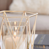 Danya B. Prism Warm Gold Hurricane Candle Holders - Set of 2