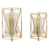 Danya B. Prism Warm Gold Hurricane Candle Holders - Set of 2