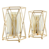 Danya B. Prism Warm Gold Hurricane Candle Holders - Set of 2