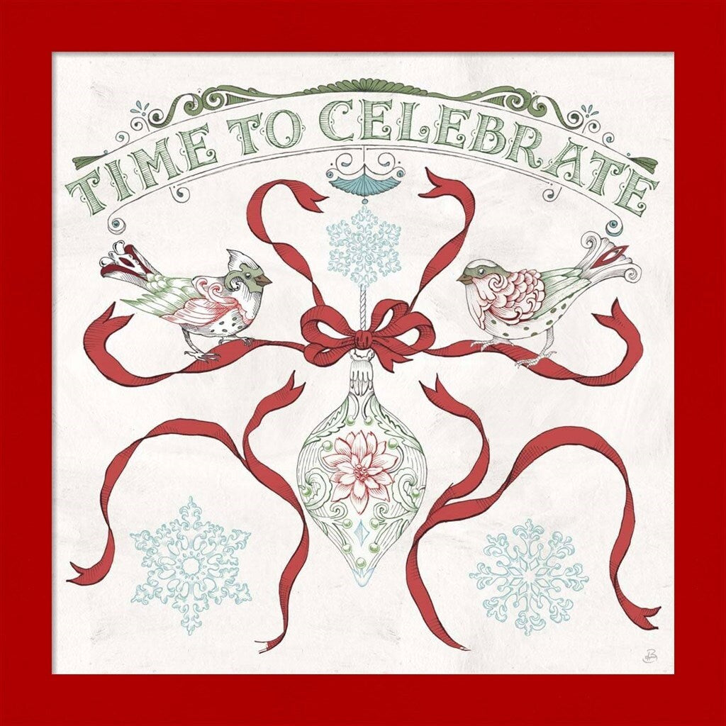 Daphne Brissonnet 'Christmas Season A' Framed Art (Set of 2)