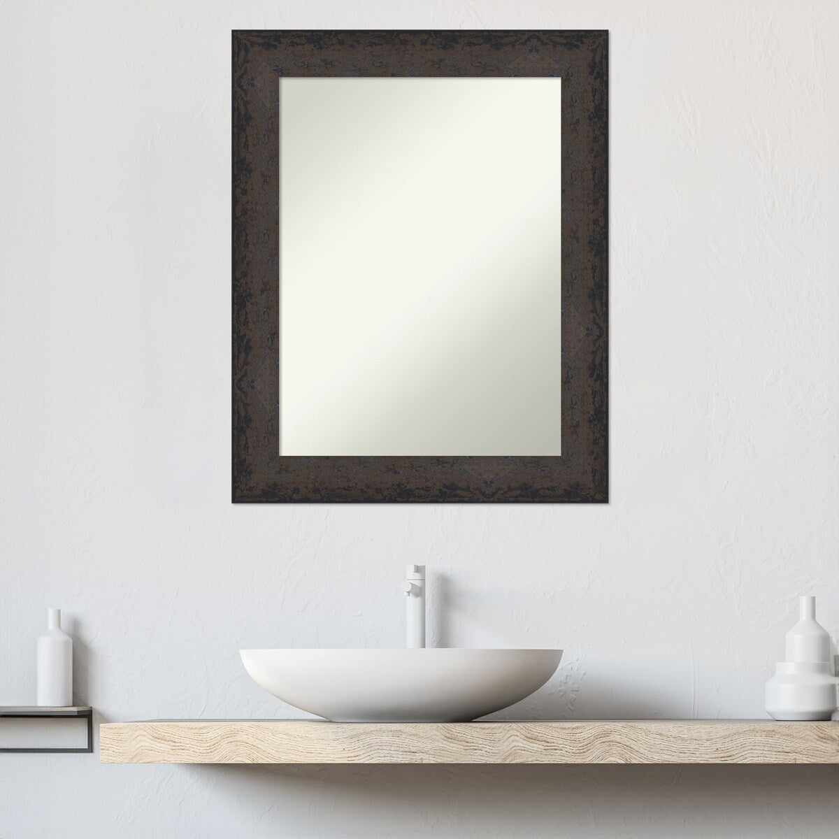 Dappled Non-Beveled Wood Framed Bathroom Vanity Wall Mirror