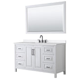Daria 60-inch Single Vanity, 3 Hole Quartz Top, 58-inch Mirror