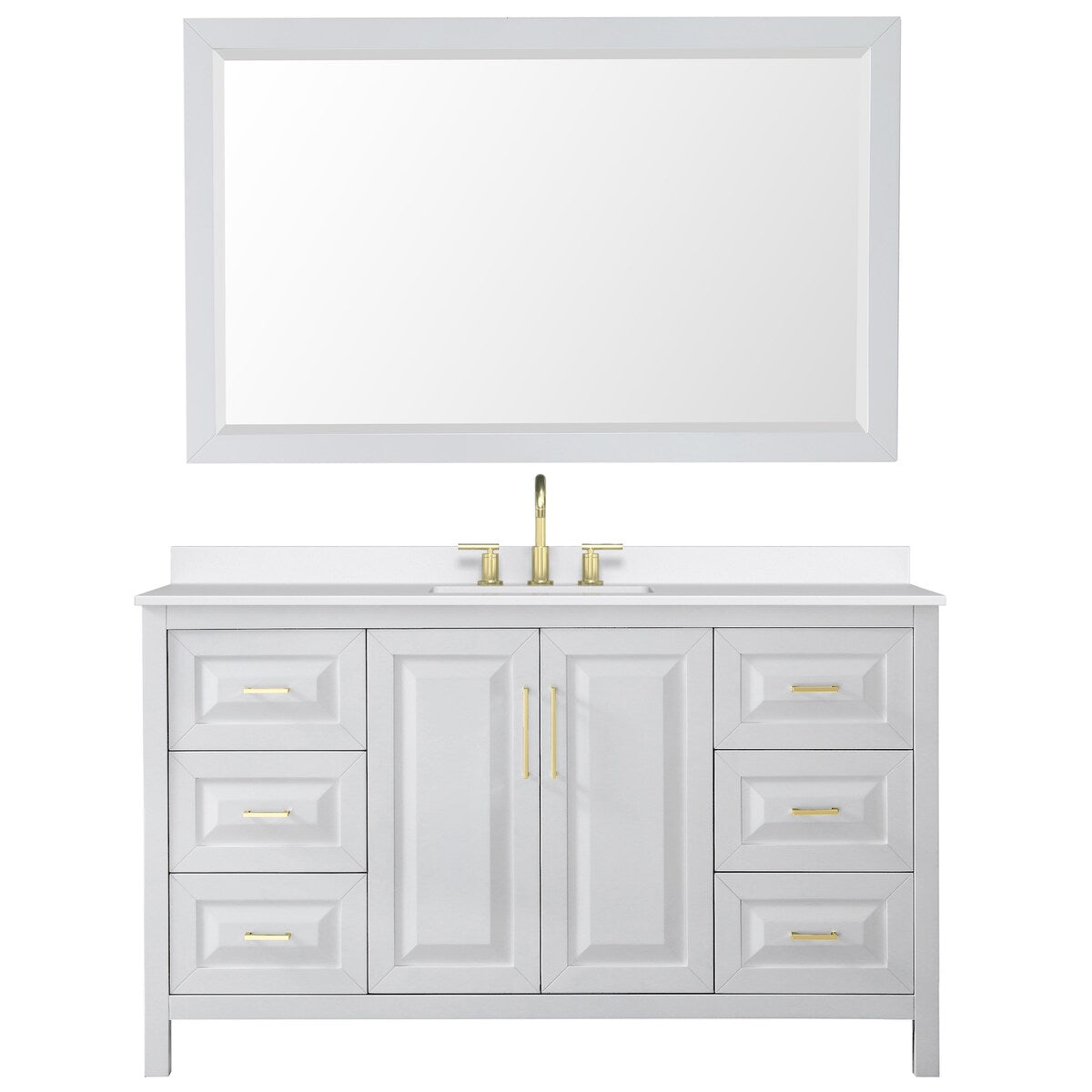 Daria 60-inch Single Vanity, 3 Hole Quartz Top, 58-inch Mirror