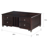 Darien Transitional Burnt Umber Rectangular Lift Top Coffee Table with Casters