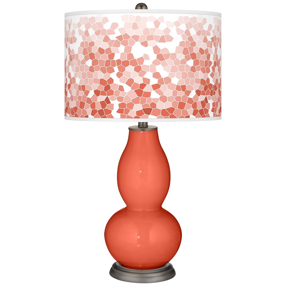 Daring Orange Mosaic Giclee Double Gourd Table Lamp - 16" x 29"