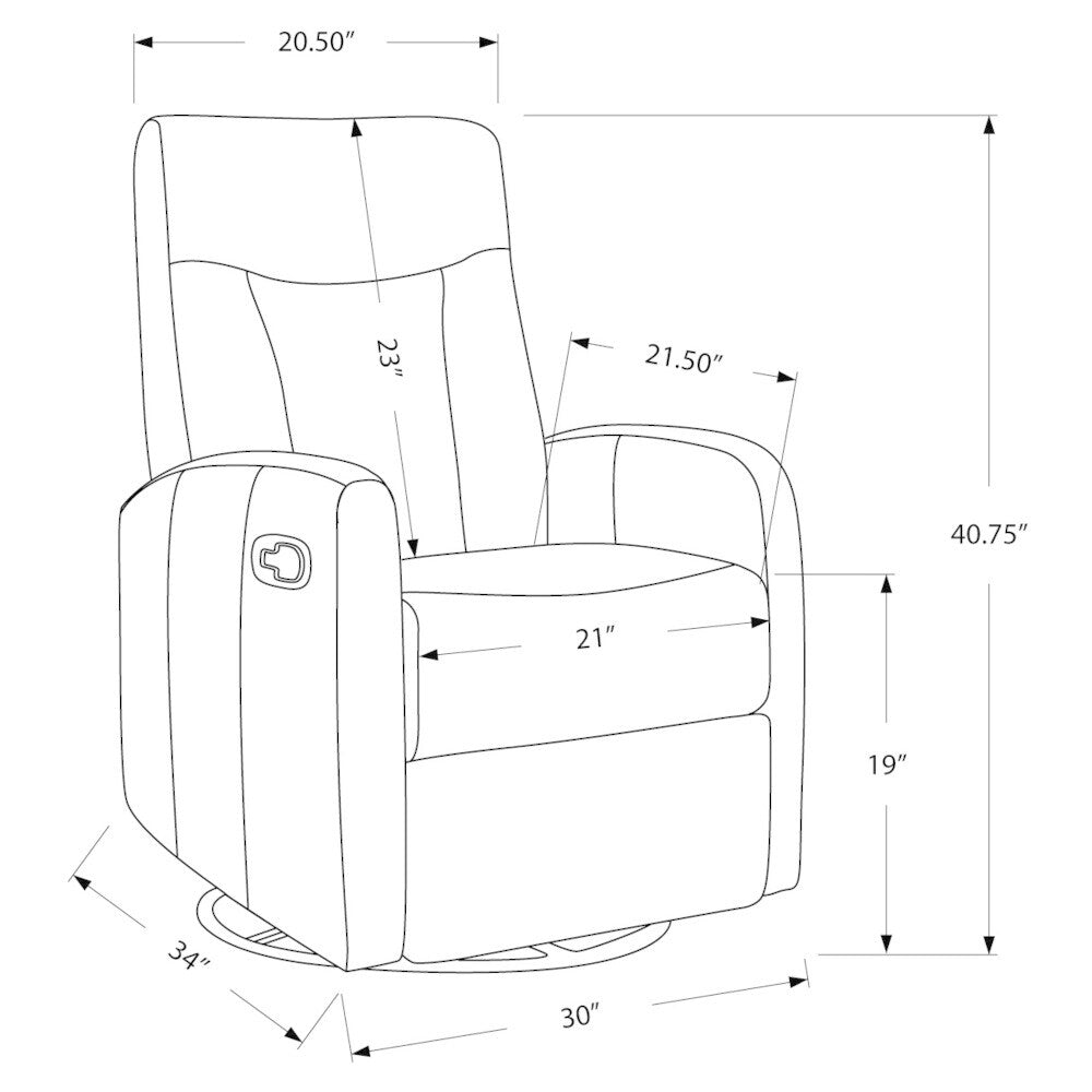 Dark Brown Bonded Leather Swivel Glider Recliner