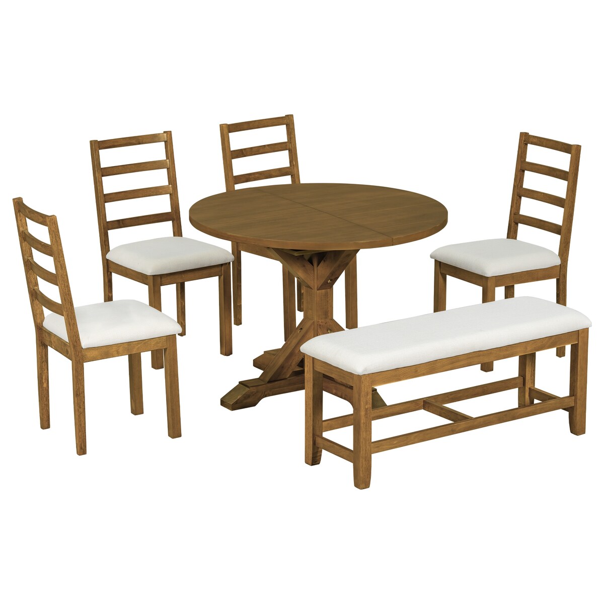 Dark Brown Diningroom Extendable Table Chairs Set - 6-Piece