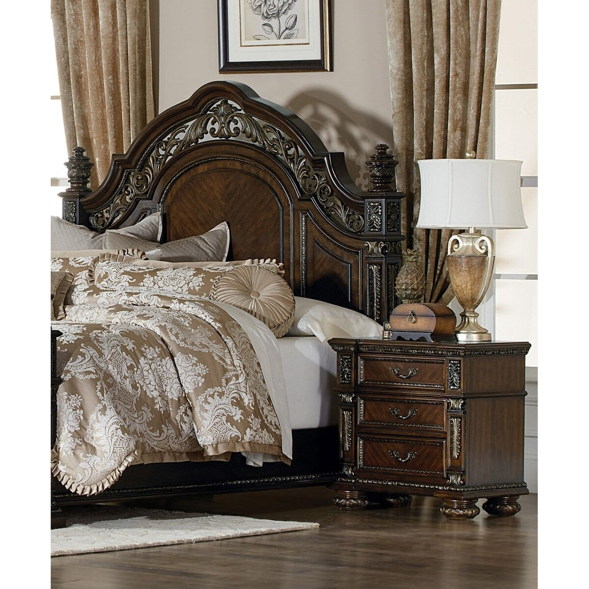 Nightstand of 3x Drawers Formal Style Bedroom Furniture