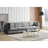 Dark Gray Convertible L Shape Sofa Corduroy Fabric Multi-person Combination
