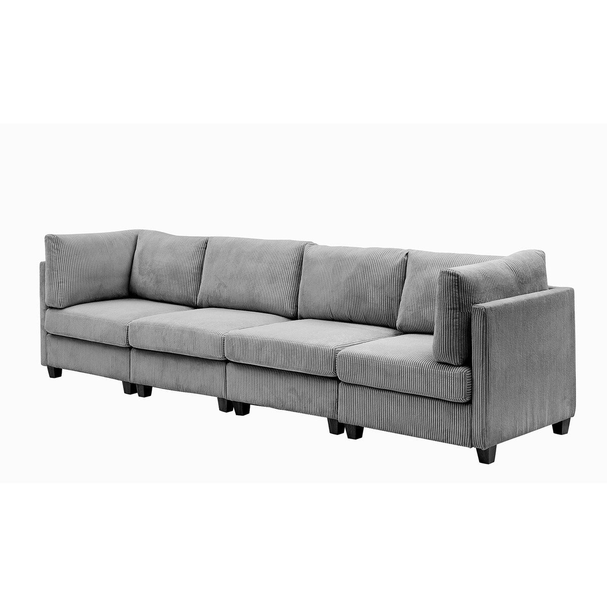 Dark Gray Convertible L Shape Sofa Corduroy Fabric Multi-person Combination