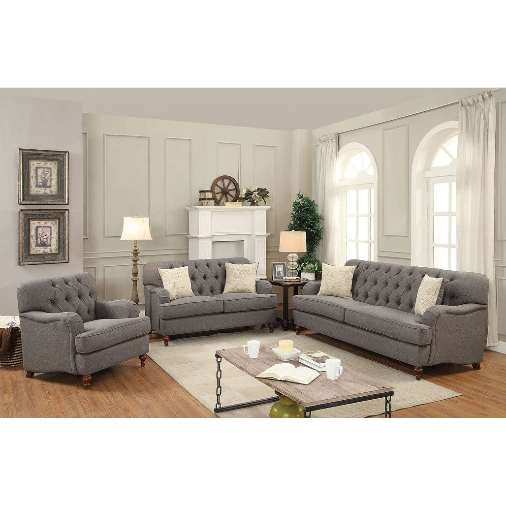 Dark Gray Fabric Sofa with 2 Pillows