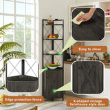Dark Grey 5-Tier Corner Cabinet Bookshelf Stand Storage Rack