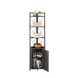 Dark Grey 5-Tier Corner Cabinet Bookshelf Stand Storage Rack