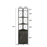 Dark Grey 5-Tier Corner Cabinet Bookshelf Stand Storage Rack
