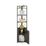 Dark Grey 5-Tier Corner Cabinet Bookshelf Stand Storage Rack