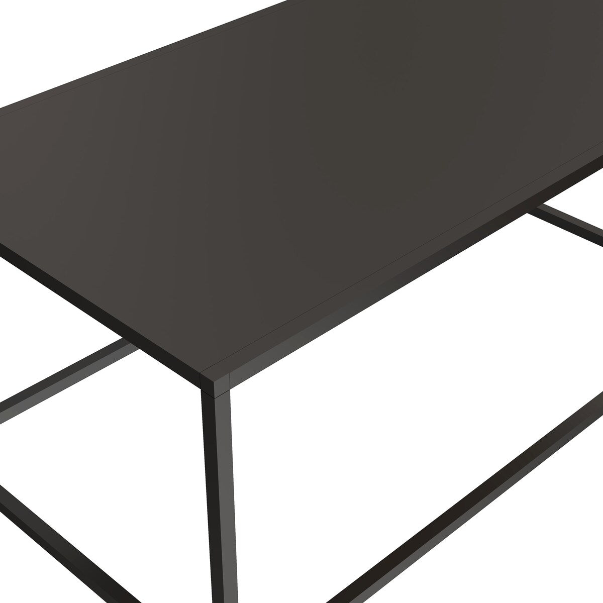Dark Marble Rectangular Coffee Table with black Metal Leg for Living Room